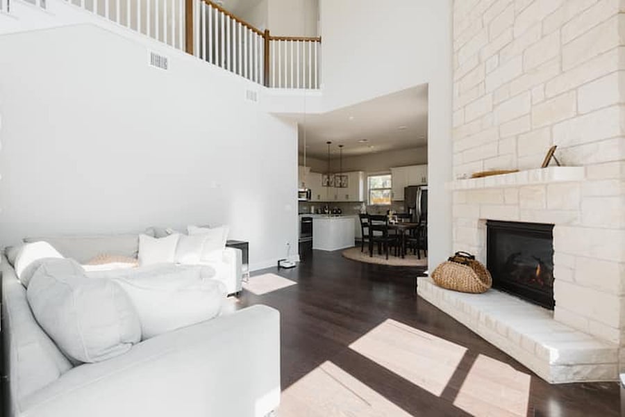 Living room with fireplace