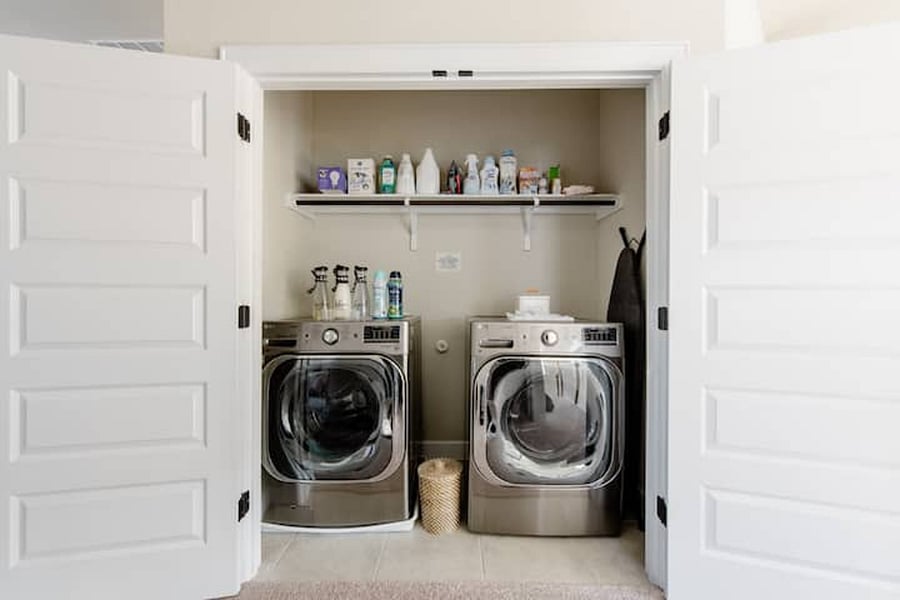 Laundry upstairs and laundry detergent, fabric softner, both unscented. Scent beads available for those who prefer scented.