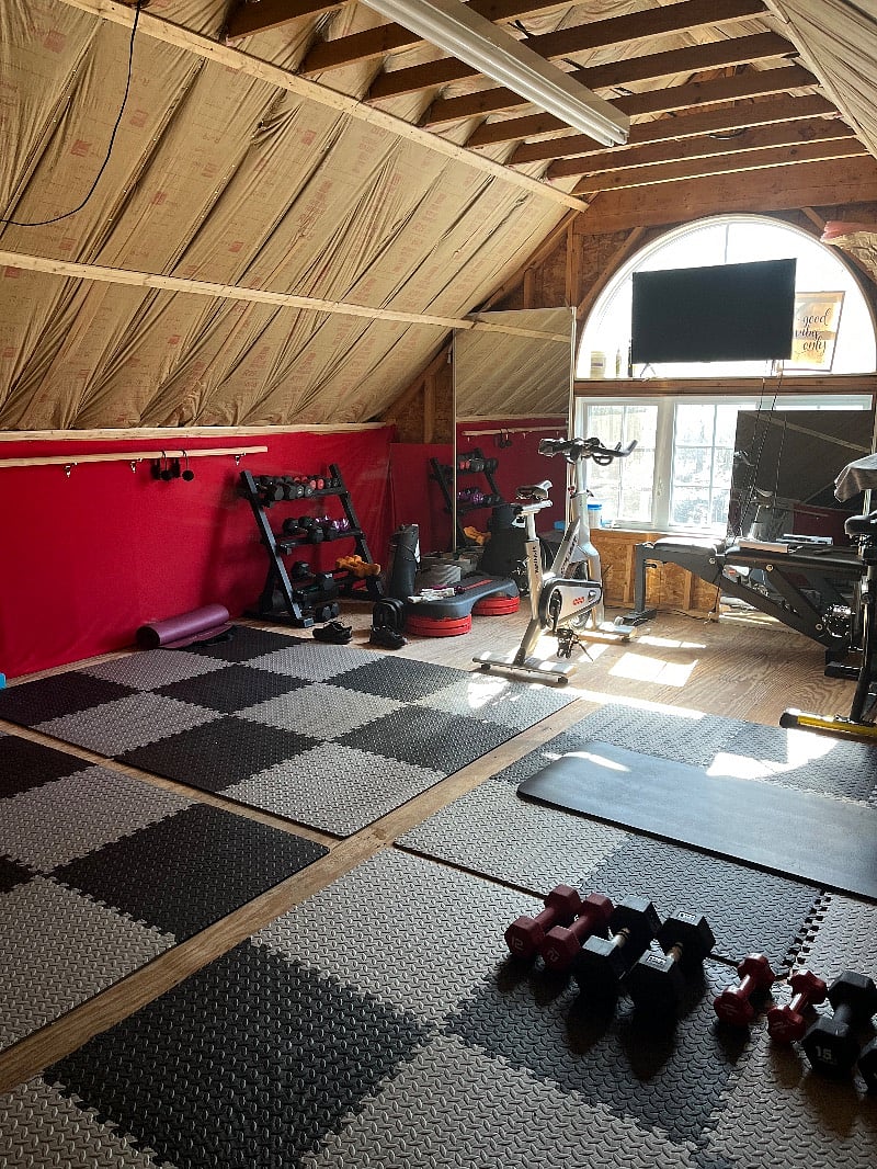 Spin bikes , weights, big screen TV with wifi
