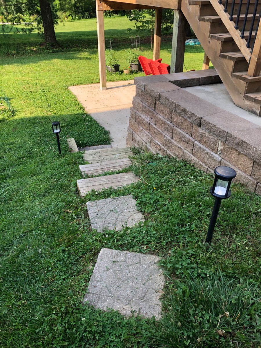 Steps to back patio leading to private entrance