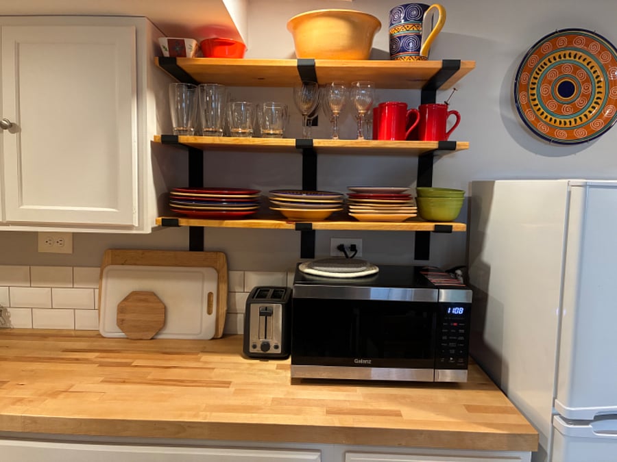 What looks like an ordinary microwave is also an air fryer and convection oven.
