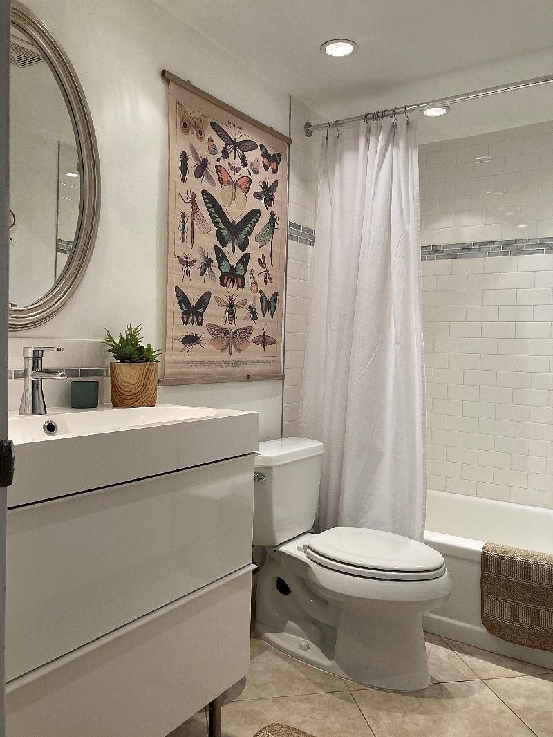 Bathroom 1 off the upstairs bedroom with queen bed!