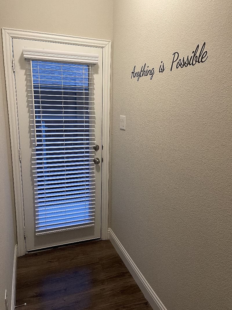 To patio and garage entrance