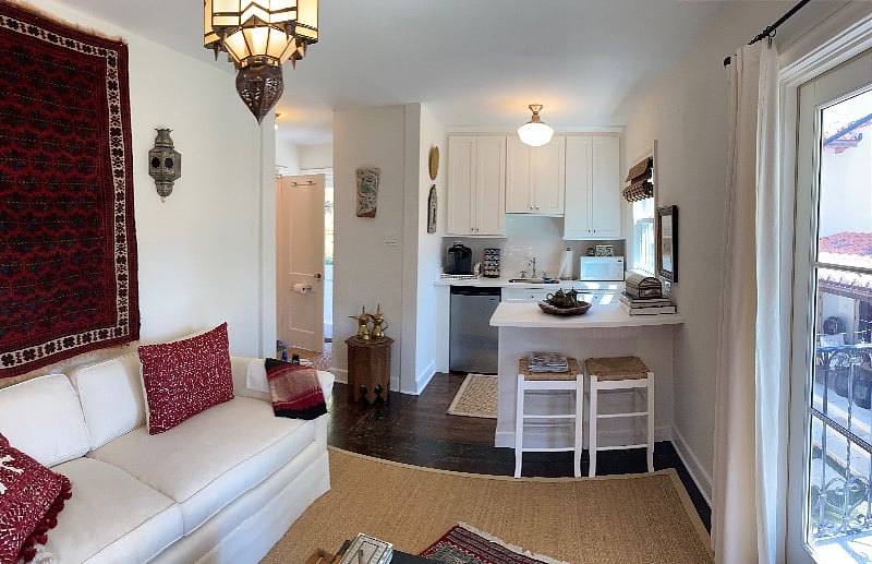 Open floor plan with living room and kitchenette