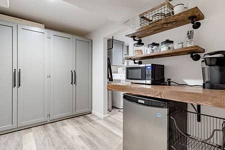 coffee bar with mini fridge & microwave