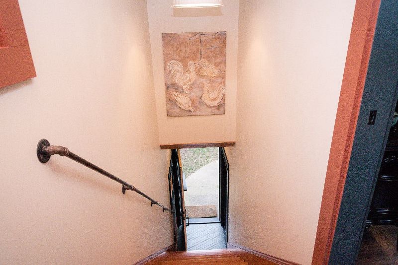 Looking down the stairs from the top Landing to Entrance Landing.