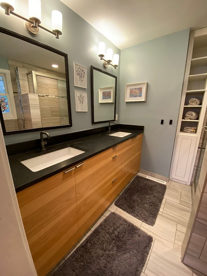 Master bath double vanity with extra storage