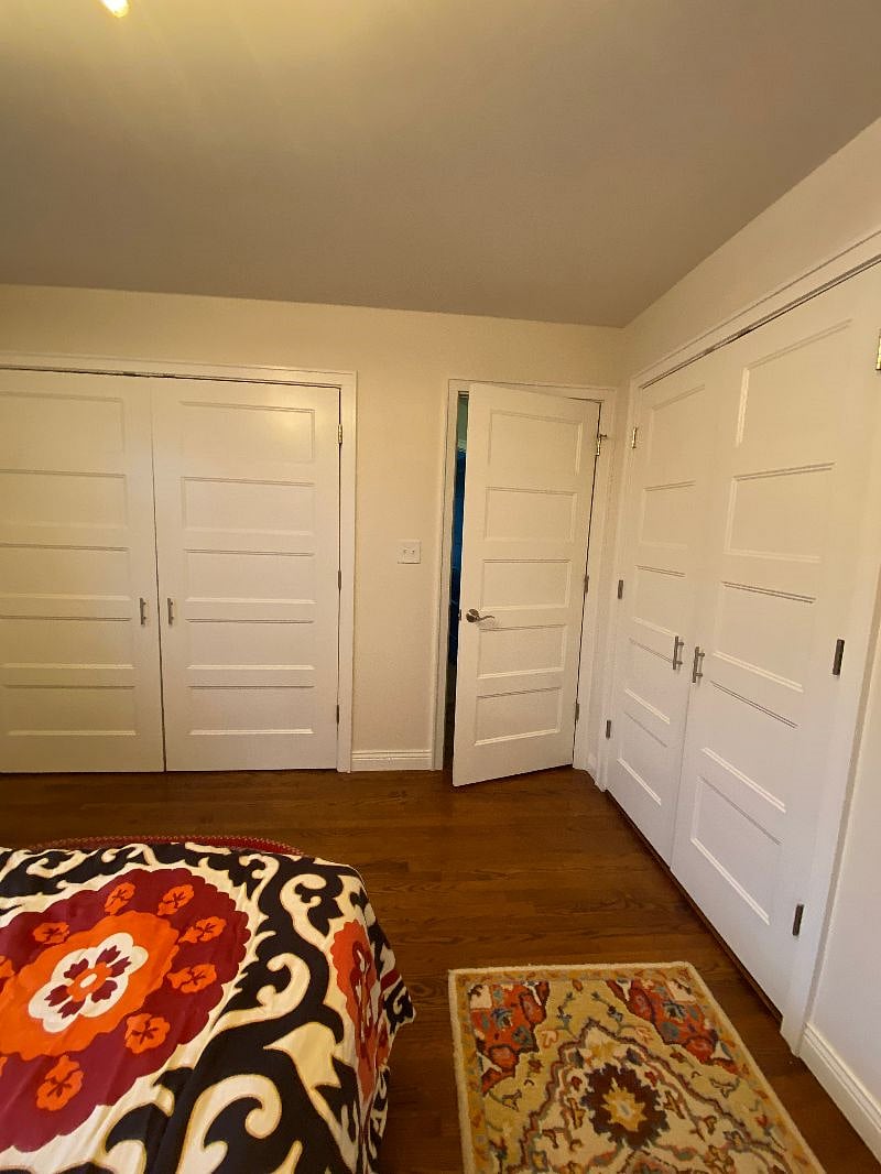 Master bedroom - double closet (One has shelving and the other is all hanging clothes)