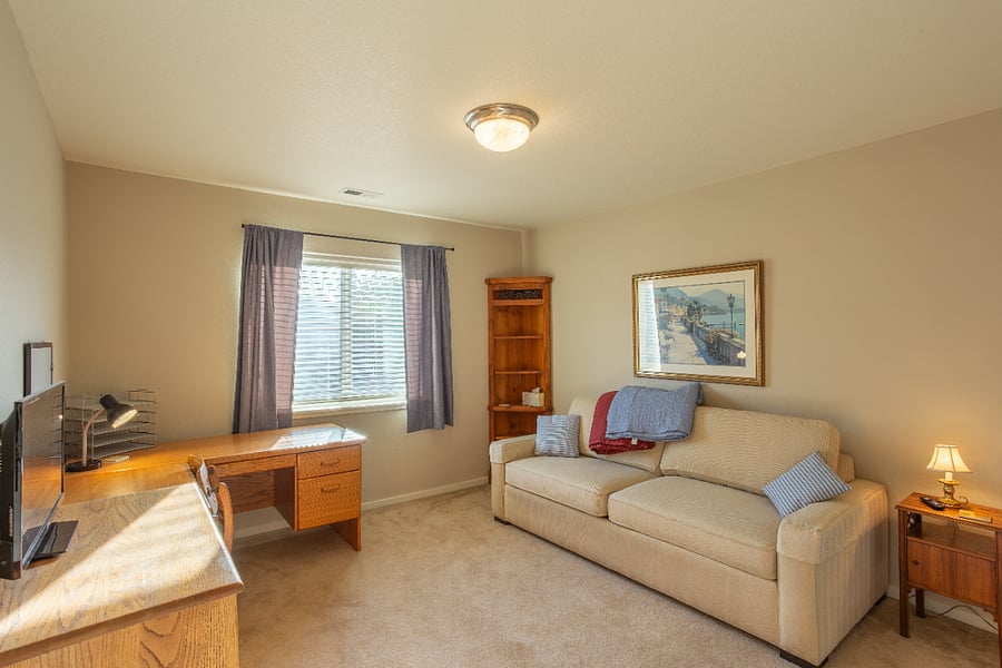 den/bedroom #4 with queen hide-a-bed (Ethan Allen air mattress with pump), desk, dresser, & TV