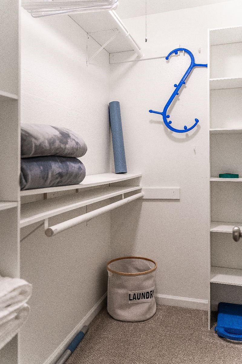 Second bedroom walk-in closet where you'll find many amenities