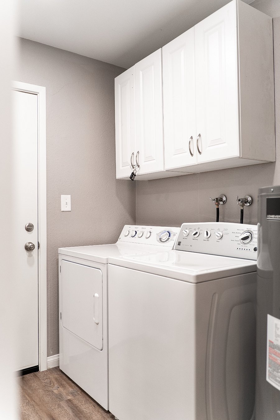 Full-sized washer and dryer provided for your use