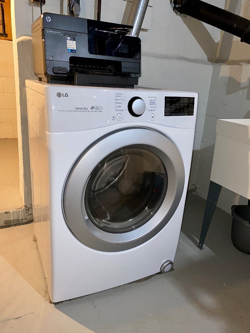 Dryer in basement. Printer may be used as well by connecting to the included wifi network.