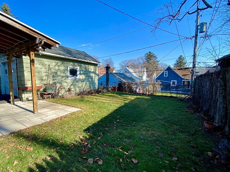 3/4 fenced in backyard