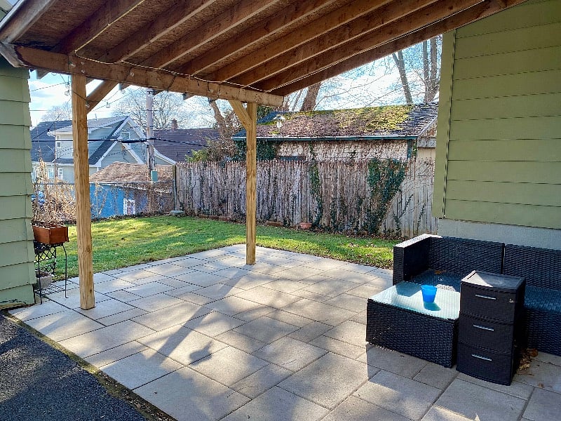 Sheltered patio with seating (more seating included during warmer weather)
