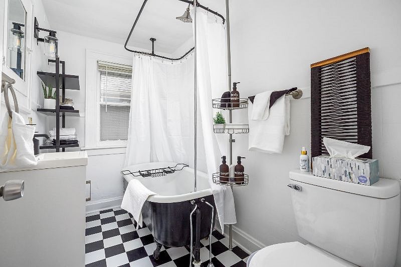 Full bath on 2nd floor with original clawfoot tub and shower.