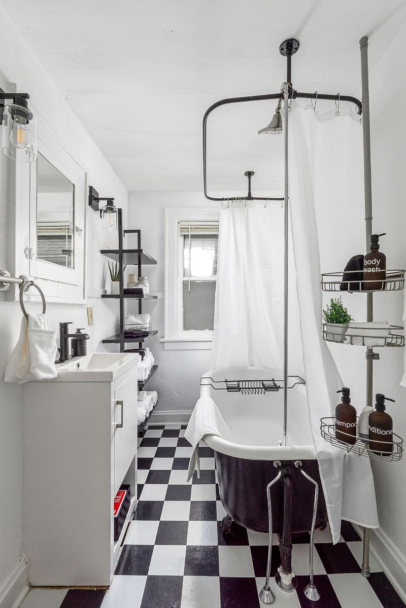 Full bath on 2nd floor with original clawfoot tub and shower.
