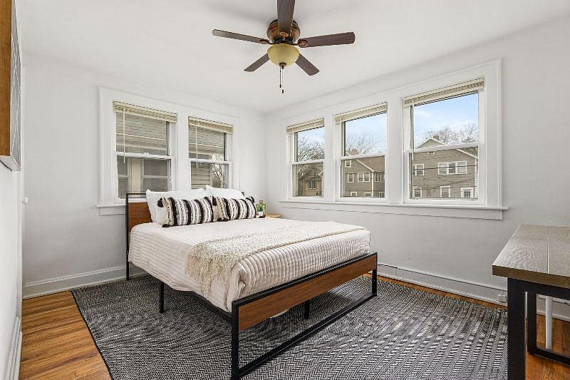 Bedroom 3 with designated work space and closet