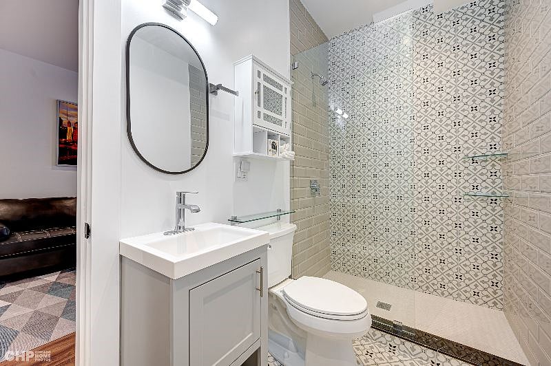 Bathroom with stand up shower