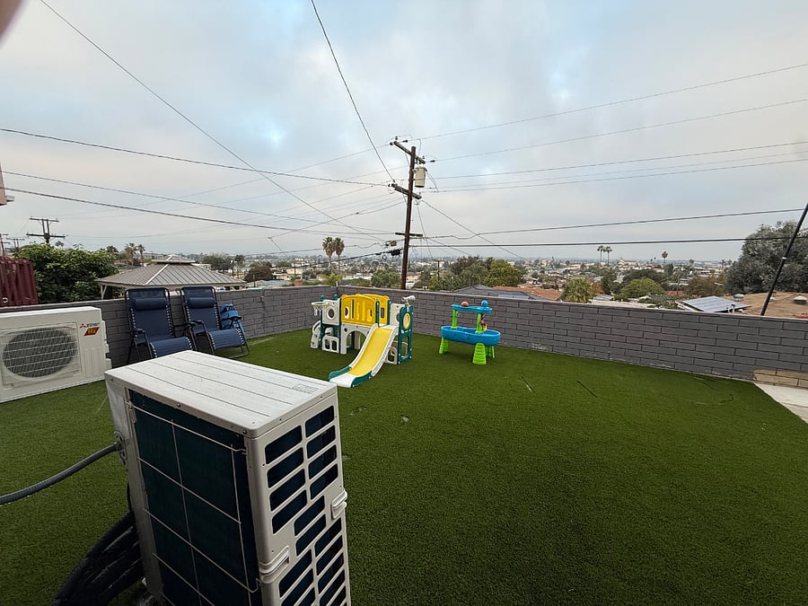 View from studio entrance to the backyard.
The backyard is shared space.