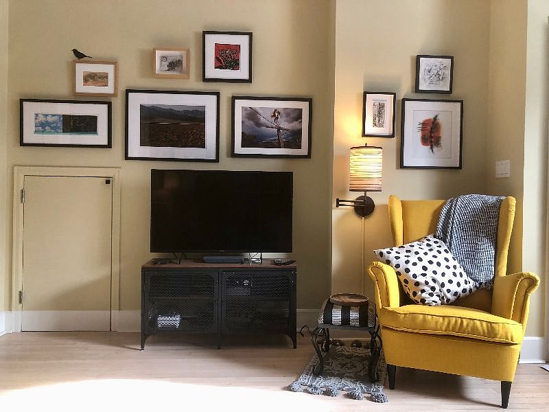 Living room art and tv wall