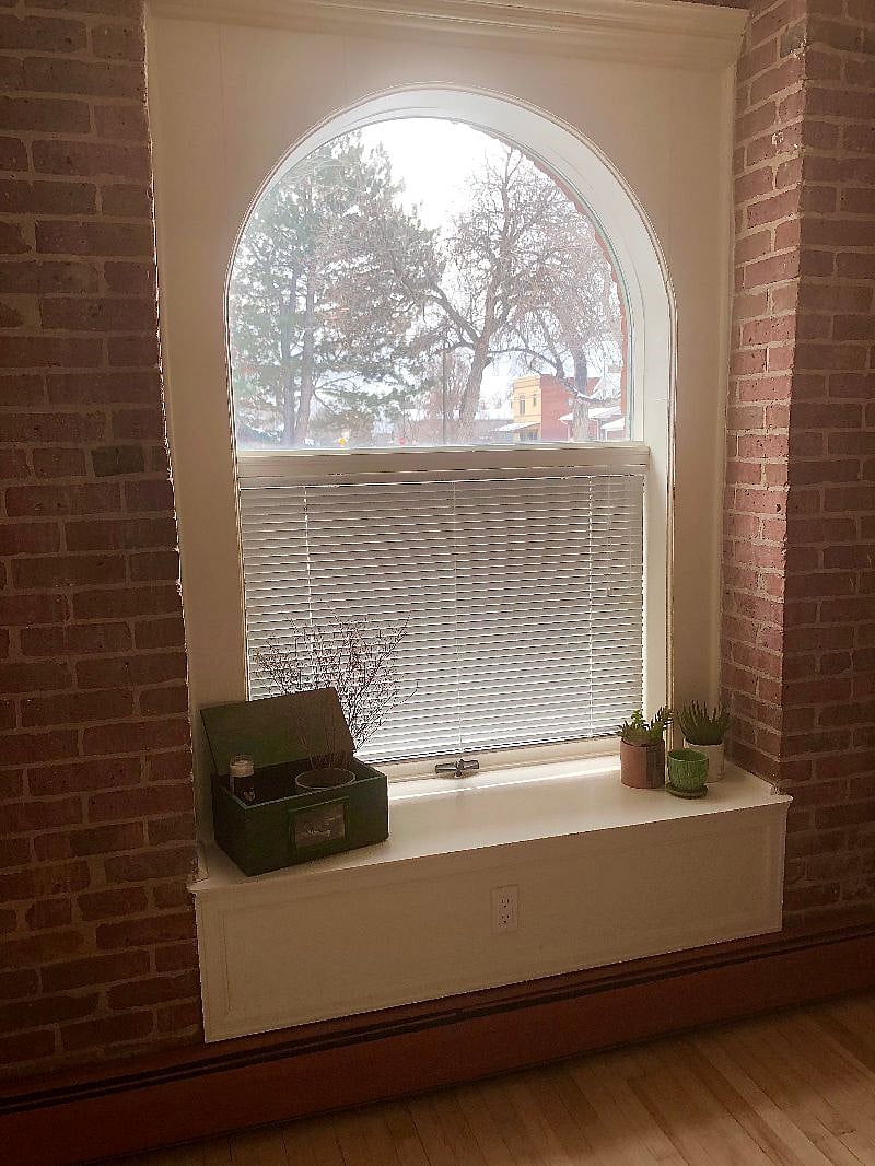 Arched window in living room