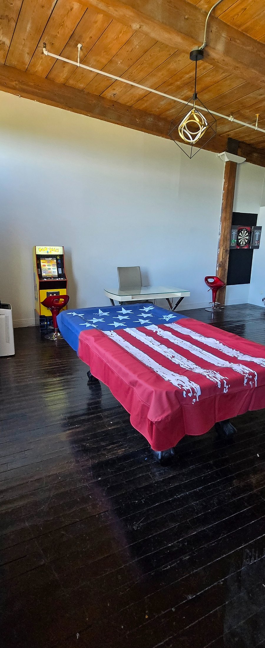 Pool Table and Pac Man Arcade Game