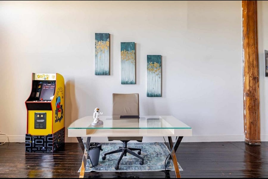 Work Space and Pac Man Arcade Game