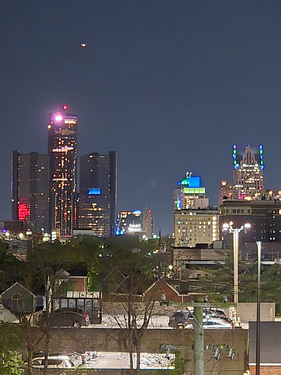 View of Detroit Downtown Skyline at night