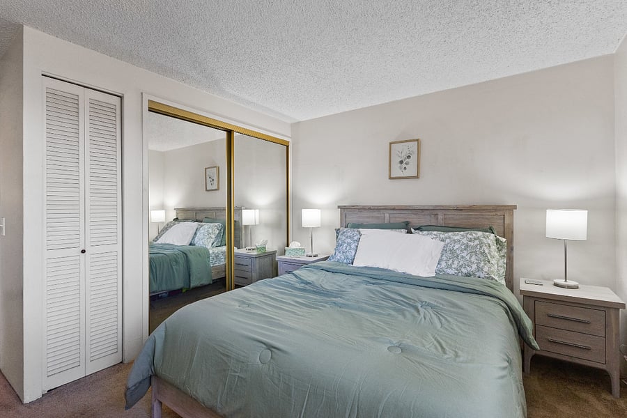 Bedroom 1 - queen bed, extra towels, linens, iron. 