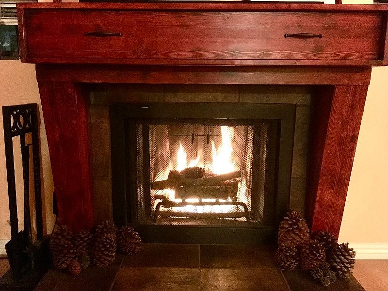 Gas fireplace makes for a very cozy time when its chilly in Los Angeles
