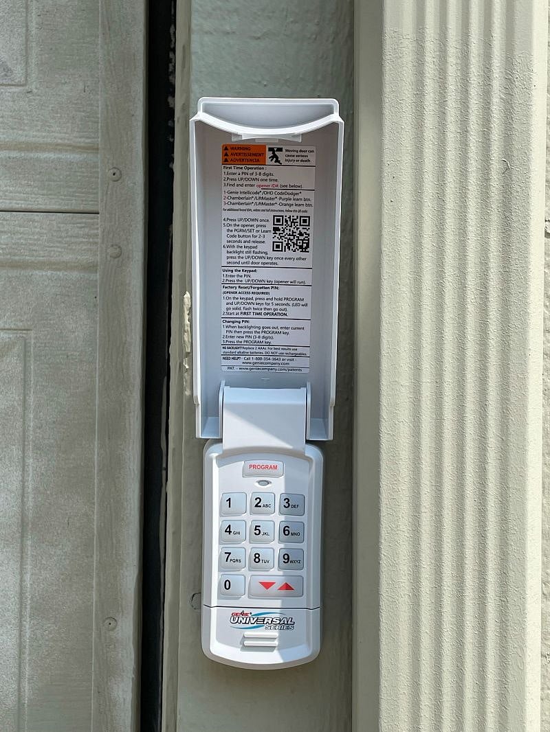 Garage keypad is just to the right of the garage door