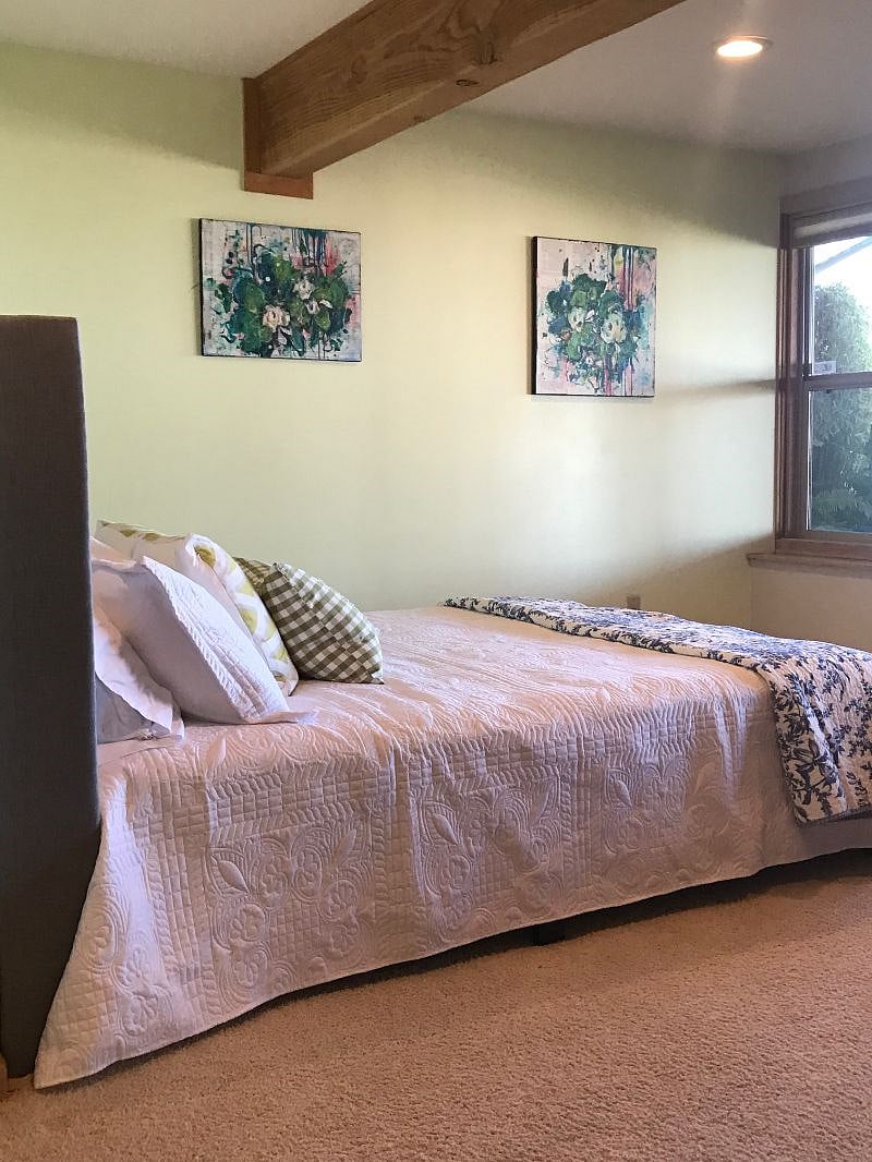 Master bedroom looking out to Puget Sound, walk in closet, full dresser - plus more storage.
