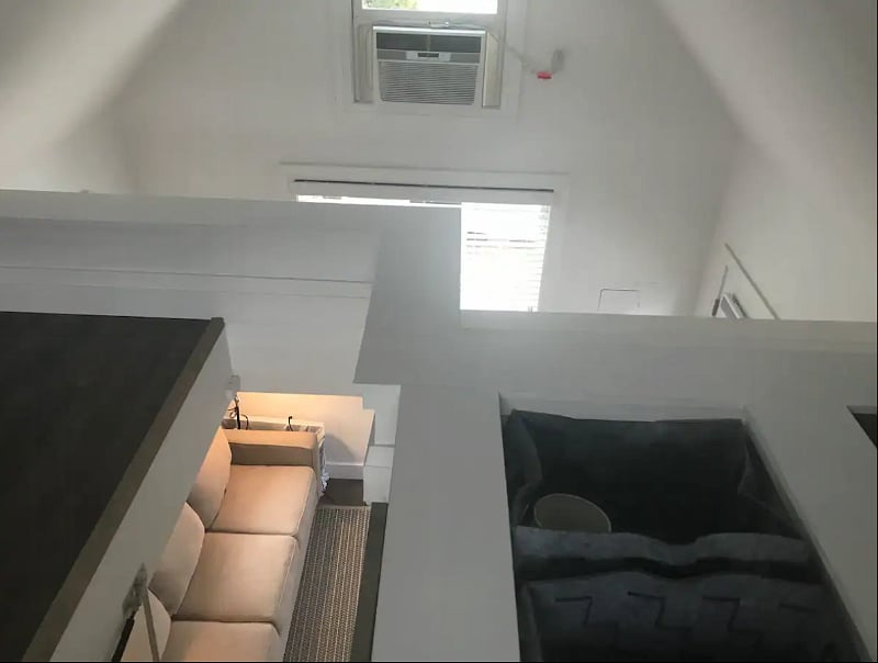 View from loft into downstairs.