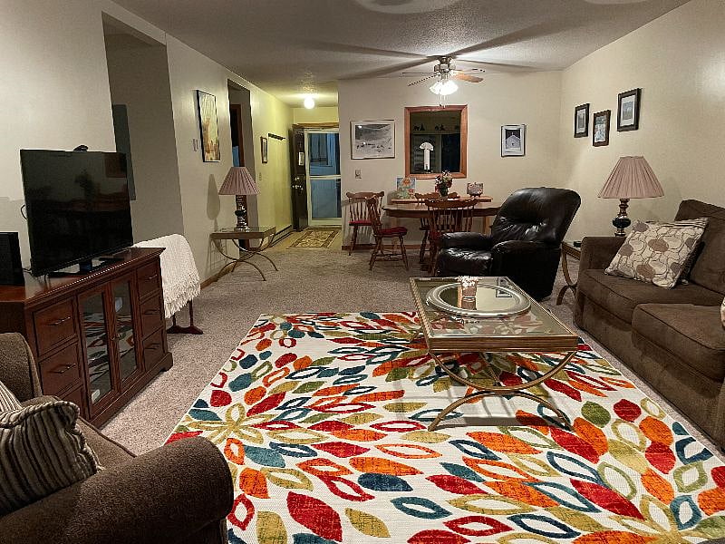 Looking from living room into dining area