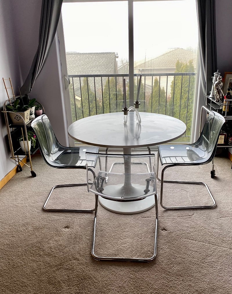 Dining room with west facing views.