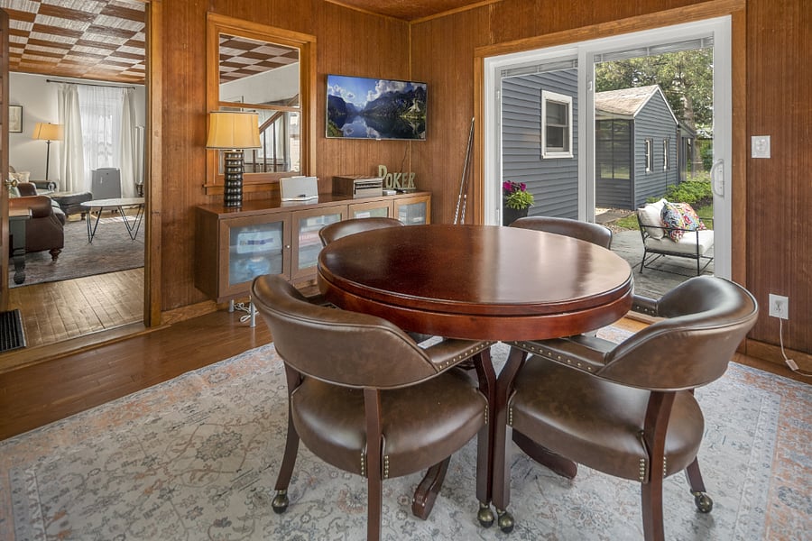 1st Floor Private Game room/Study | Poker Table | Bumper Pool Table | 40 Smart TV | Sliding Door to Backyard