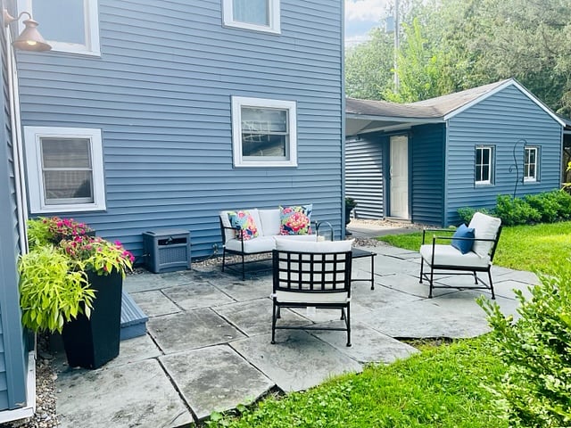 Private Partially Fenced Backyard | BBQ | Firepit | Garden | Stone Patio