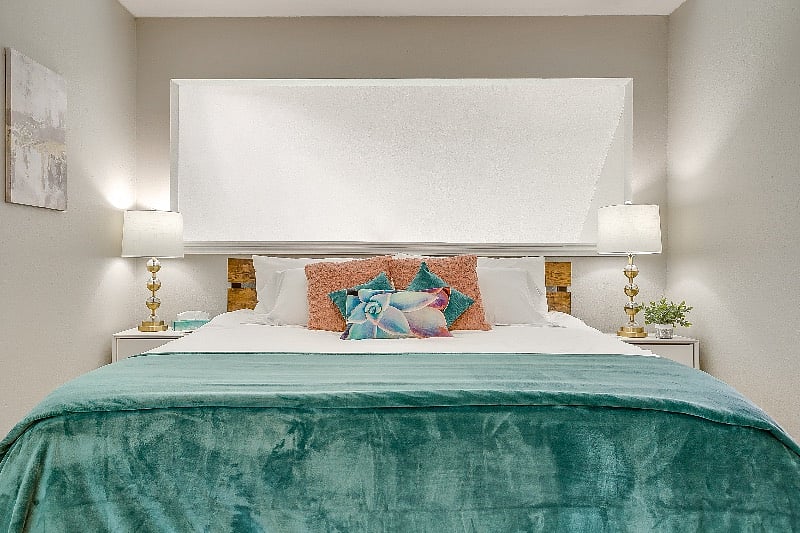 King size bed in upper level loft, open to main level but very private space.
