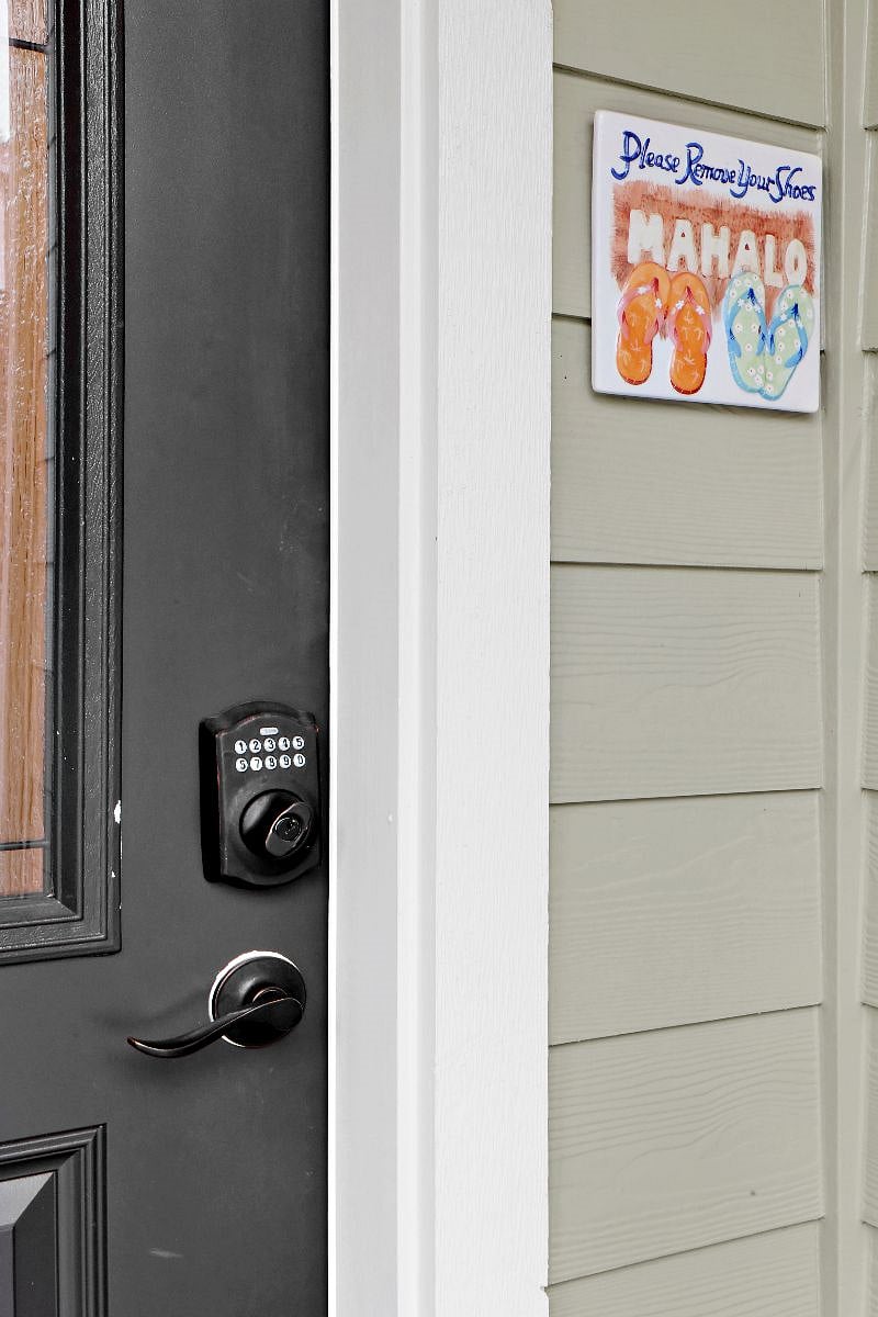 Main entrance into ADU apartment featuring keyless entry.