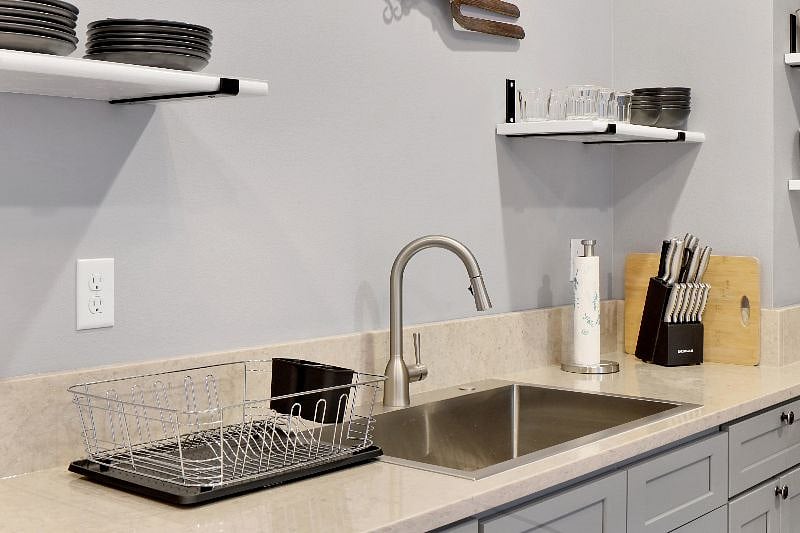 Large stainless steel sink.