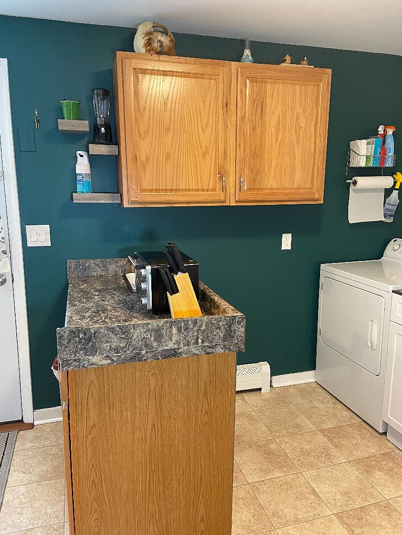 Dual cabinets are in place for your dry goods
