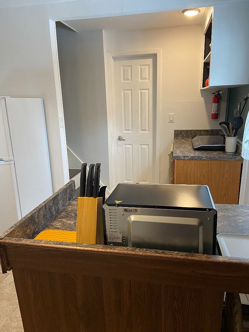 View of the kitchenette from behind the counter