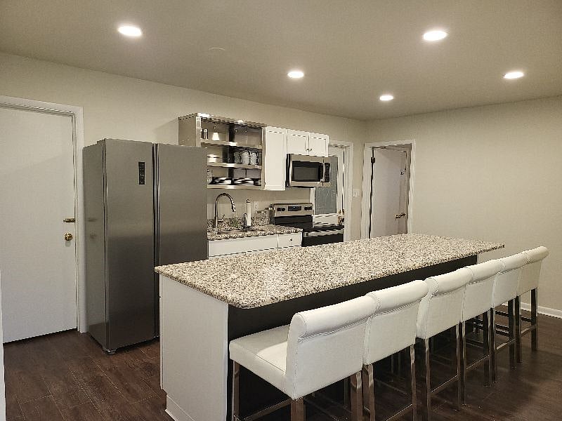 View of kitchen from Coffee Bar area