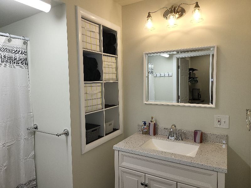 Ample storage - and yes - linens are provided.