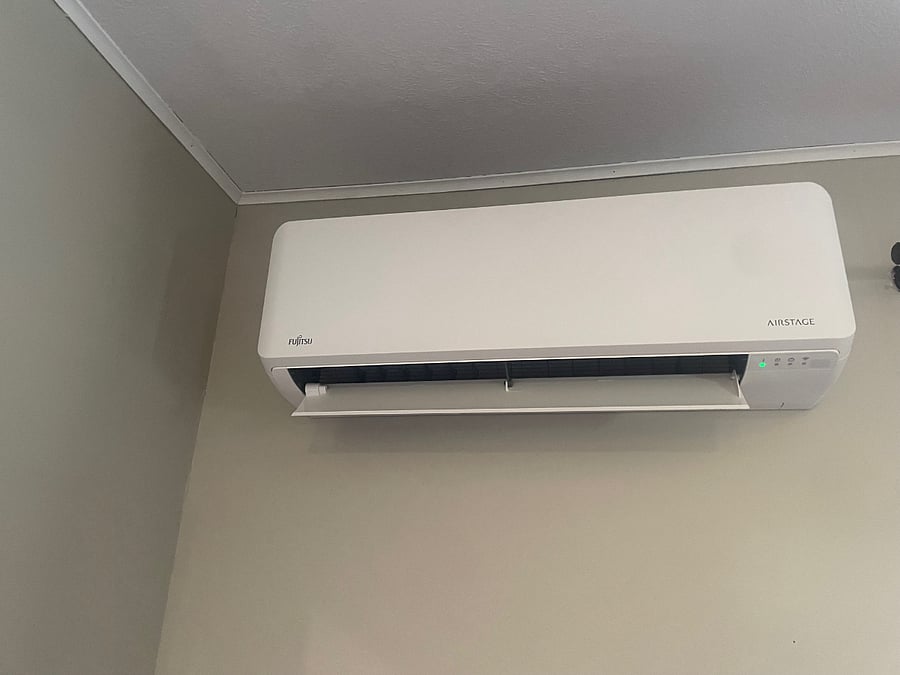 Very quiet heat pump to keep the space cool in summer and warm in the winter.