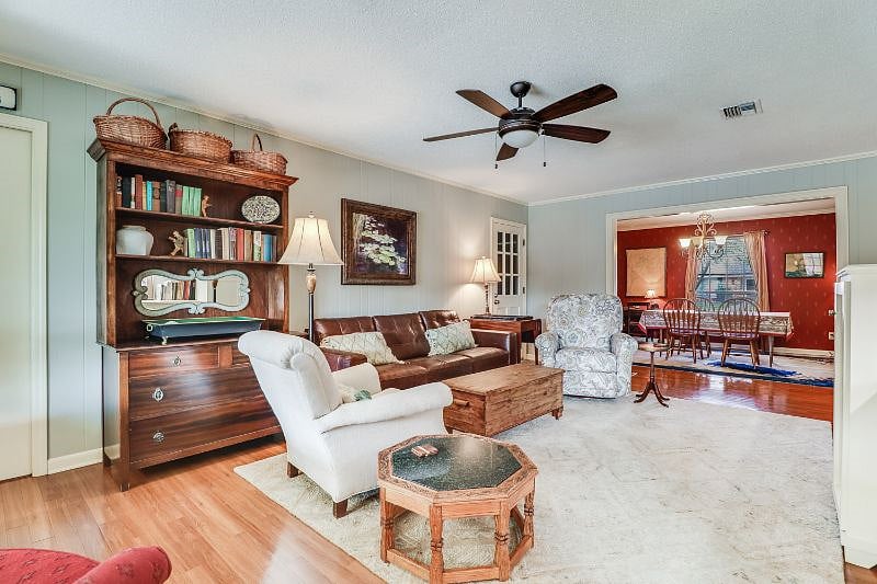 Living room is adjacent to dining room