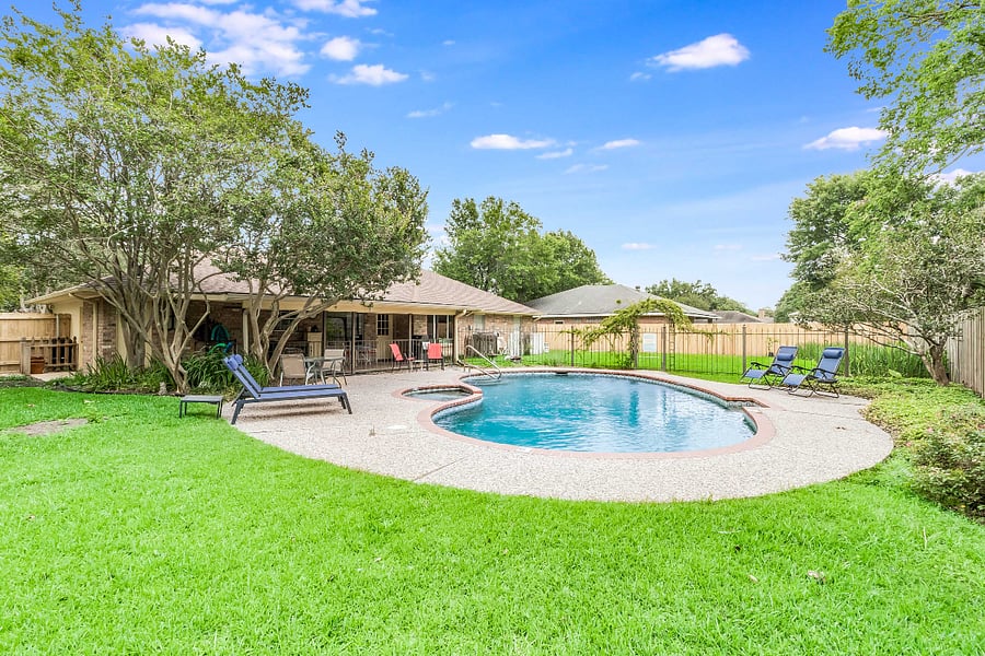 Weekly pool service and lawn care included