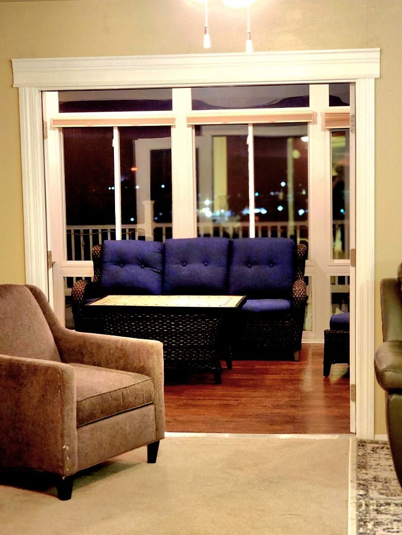 In the living room- facing the sun room