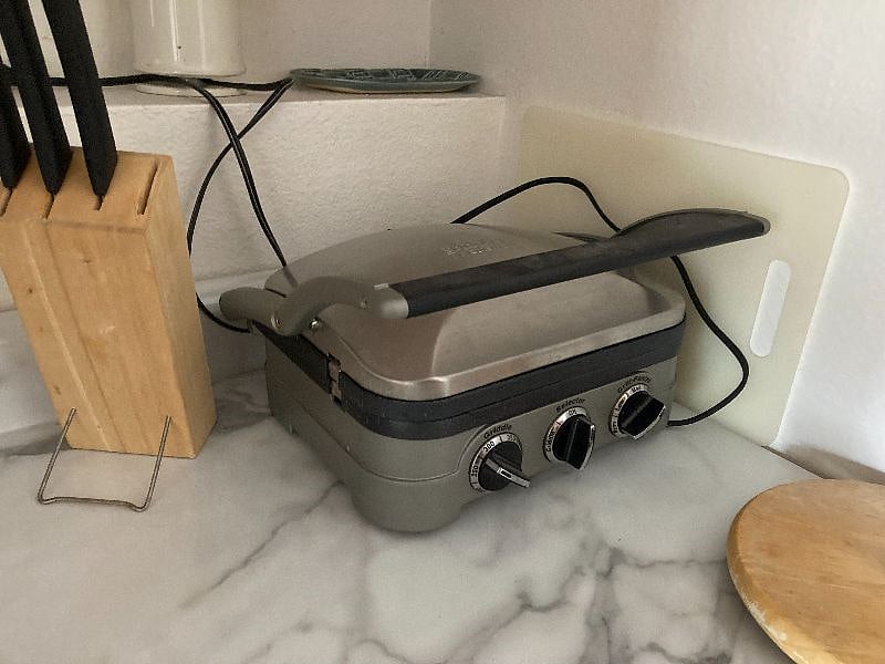 An electric grille/griddle combo.