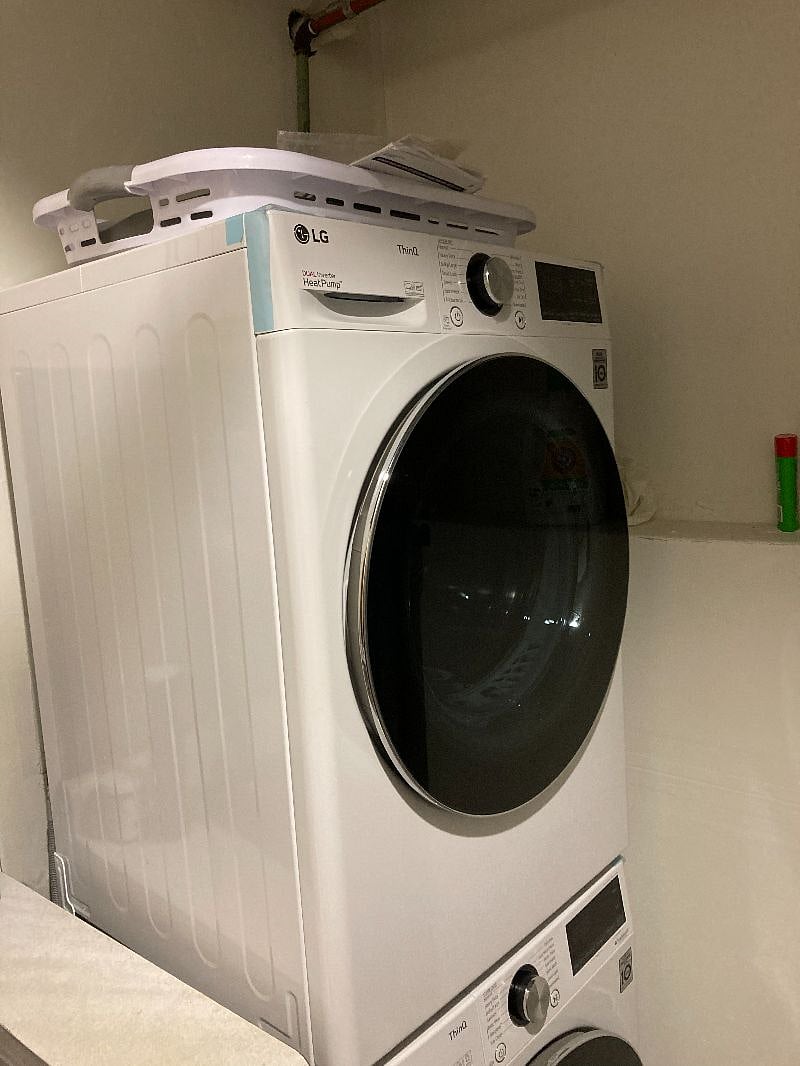 An LG washer and dryer in the laundry rooom.